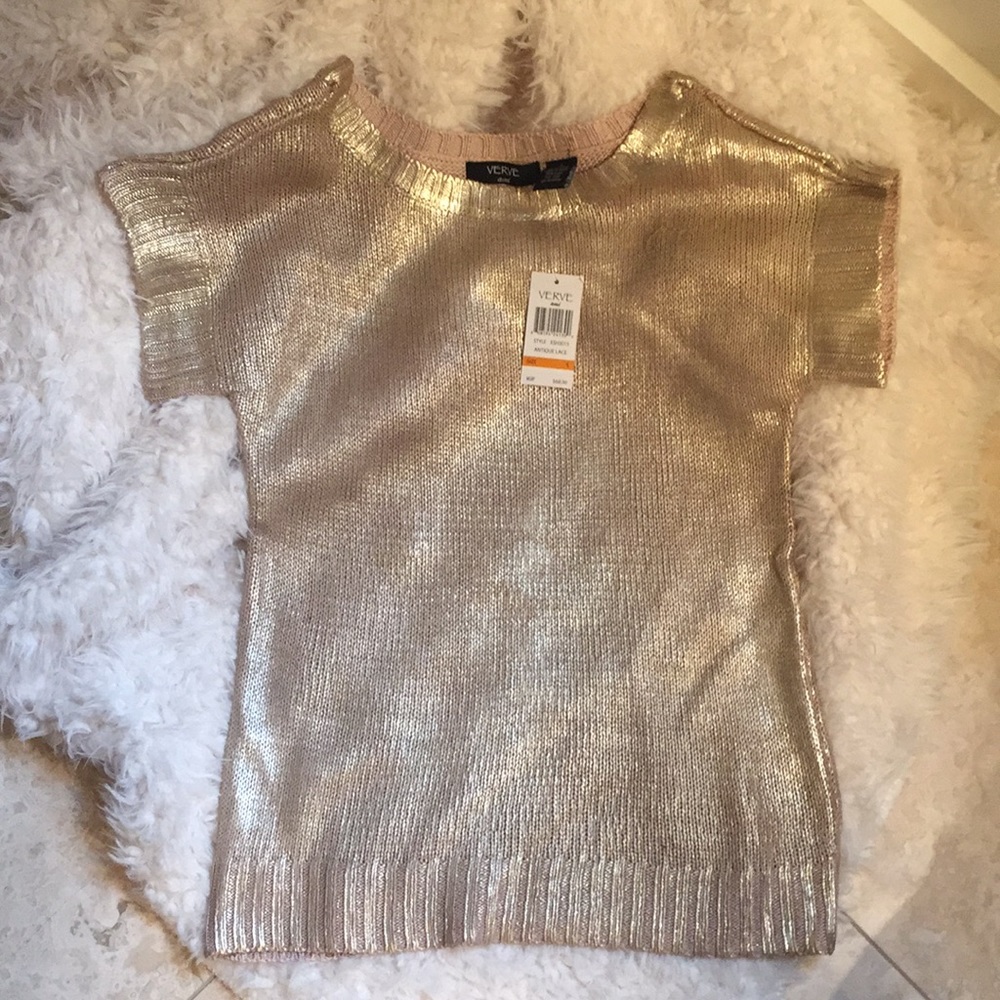 NWT Verve Ami metallic coated sweater Size Small